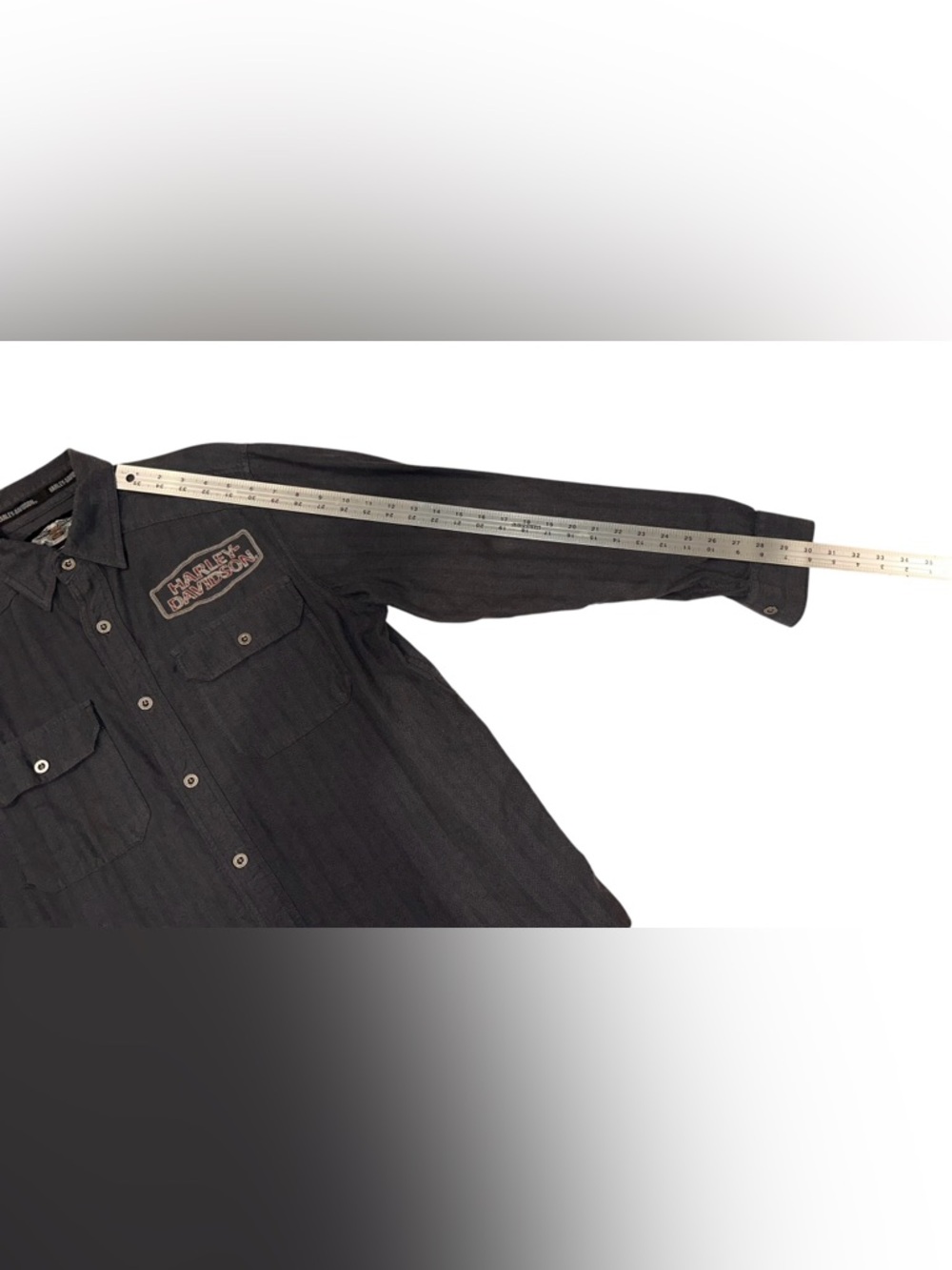 Harley Davidson Shirt Mens Grey Long Sleeve Button Up Embroidered Logo Sz M - Picture 8 of 8